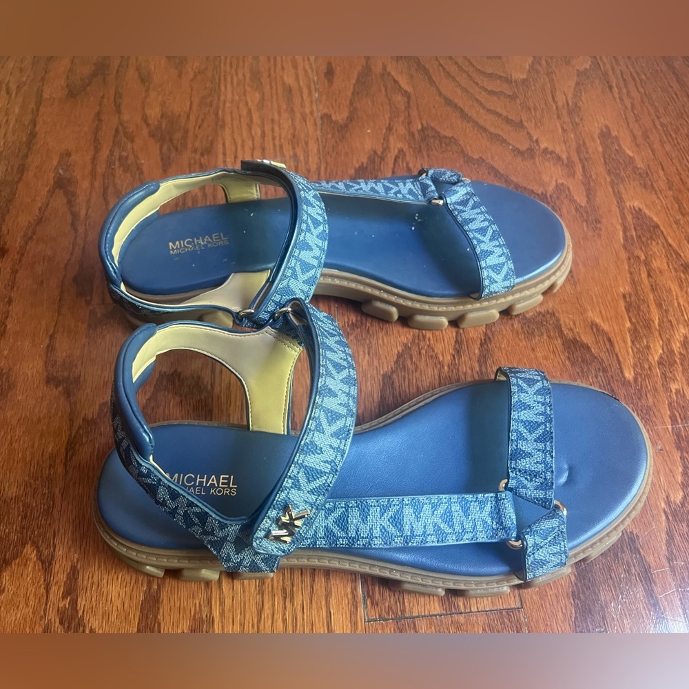 Michael Kors Navy Logo Strap Sandals for Women - Picture 5 of 9